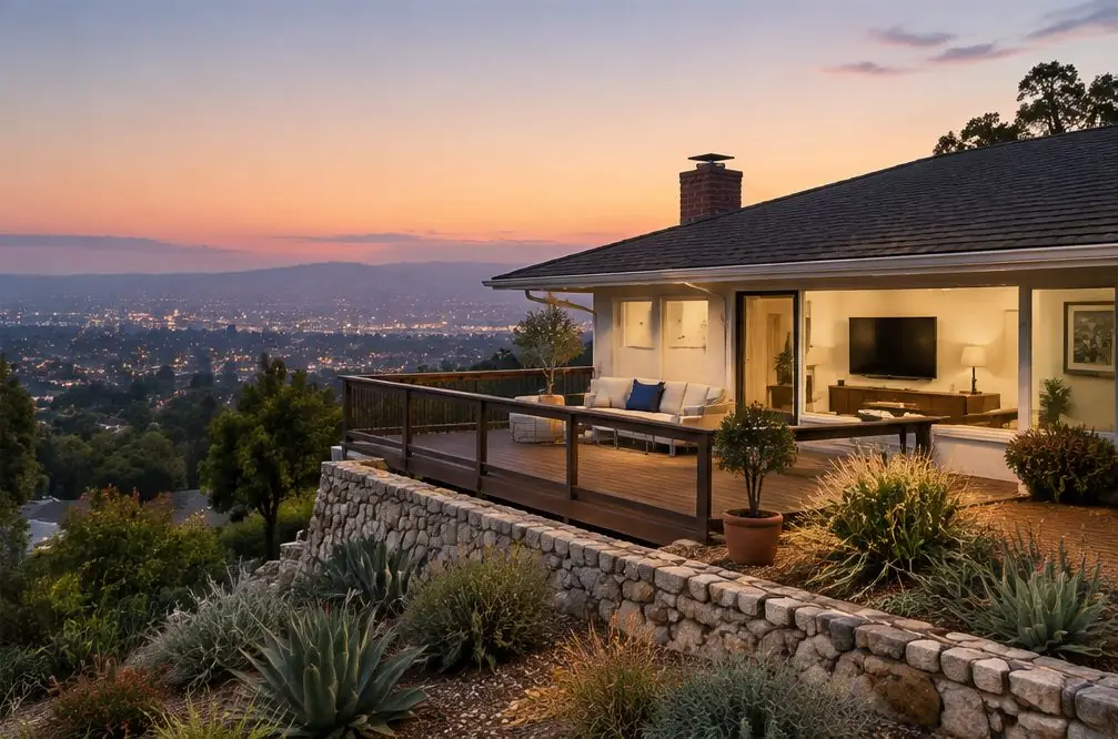 Illustration: a wall-mounted TV in a typical Raymond Hills home